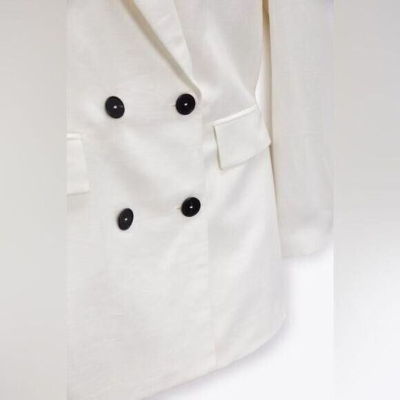 NWT White Linen Blend Double Breasted Blazer XS - Picture 12 of 13